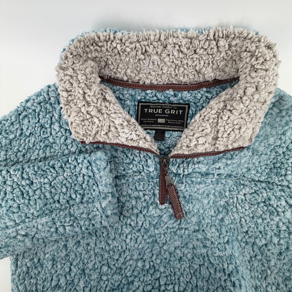 TRUE GRIT American Outdoor Co Sherpa Fleece Pullover Sweater Blue Size S